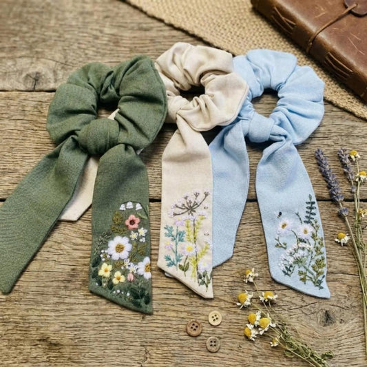 Embroidered Scrunchies
