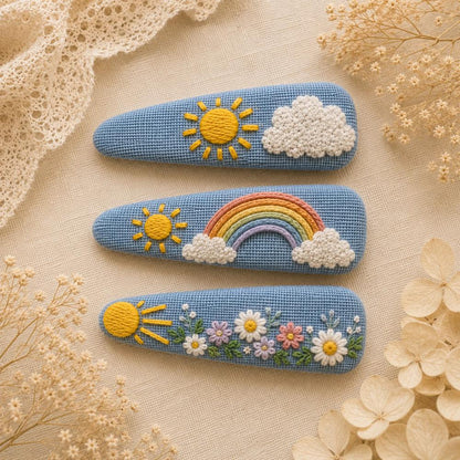 Embroidered Hair Clips