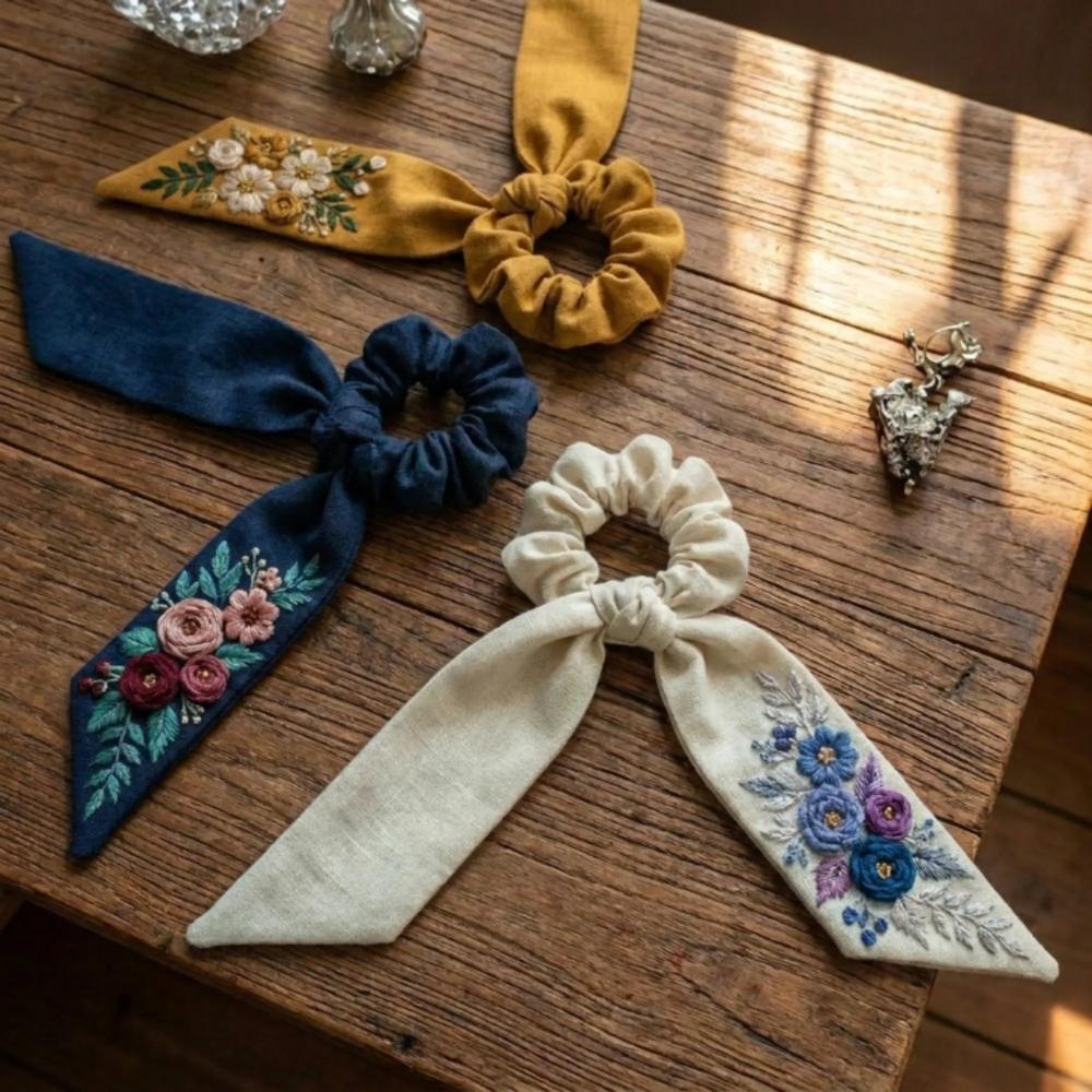 Embroidered Scrunchies