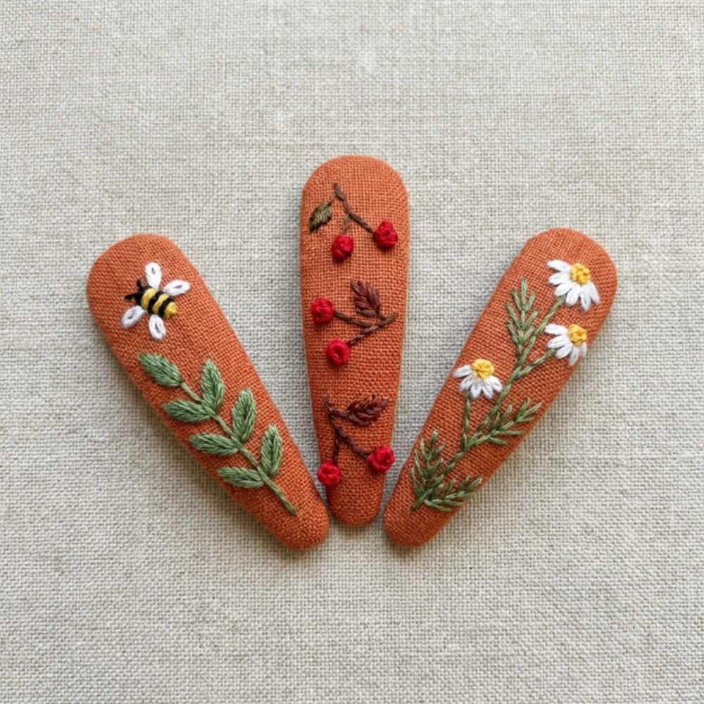 Embroidered Hair Clips
