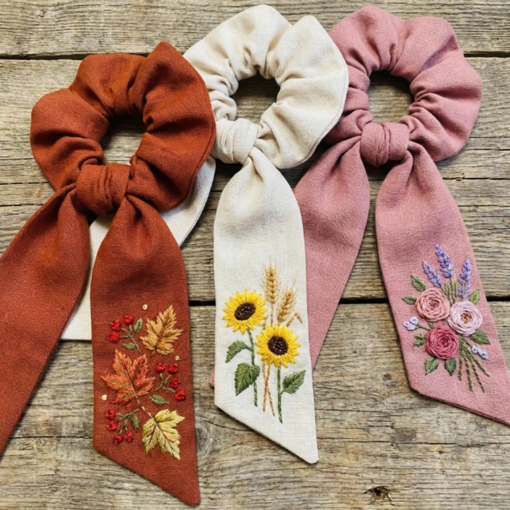Embroidered Scrunchies