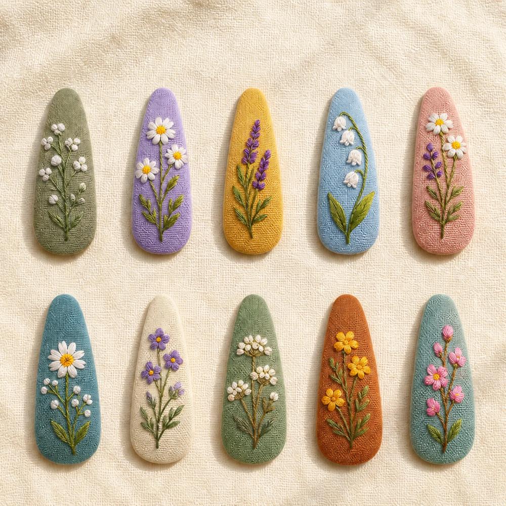 Embroidered Hair Clips