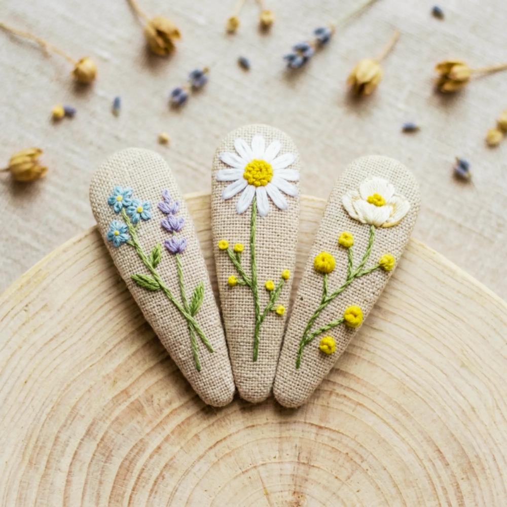 Embroidered Hair Clips